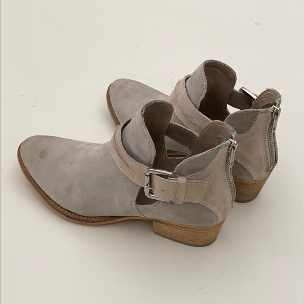 Gray suede booties